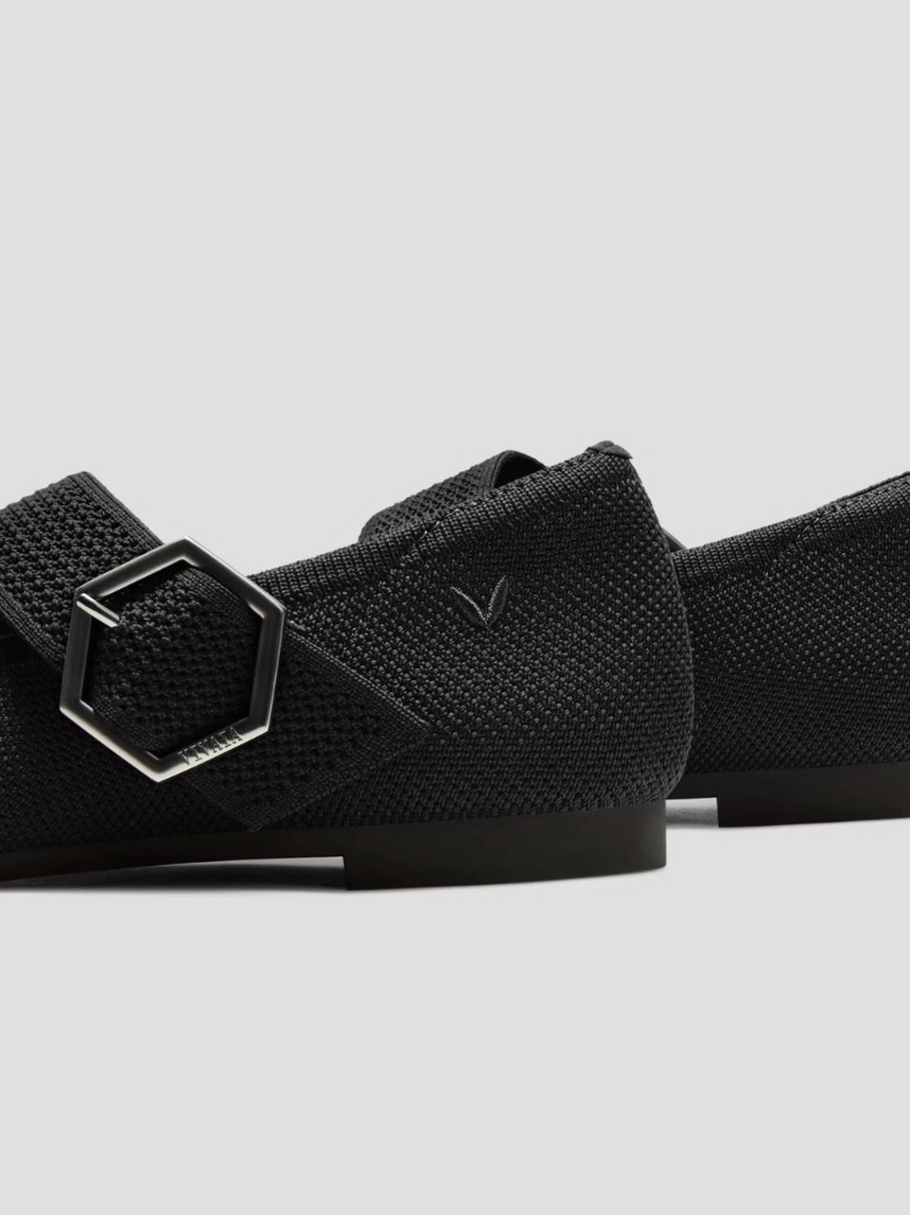 Vivaia | Pointed Black Maria Mary Jane Flats with Geometric Buckle ~ 41.5 US 10 - Picture 5 of 11